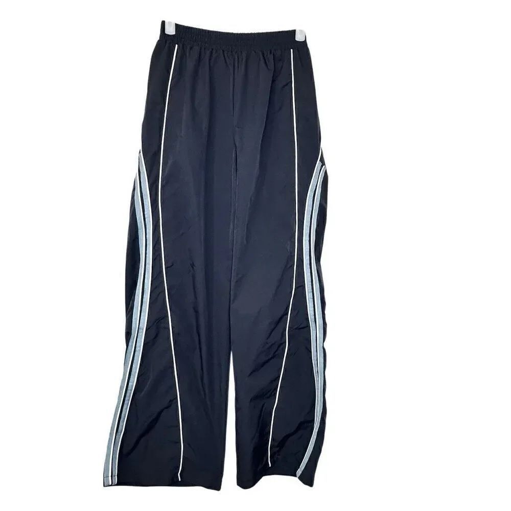 Shein Contrast Color Rolled Hem Navy Blue Track Pants Size XS